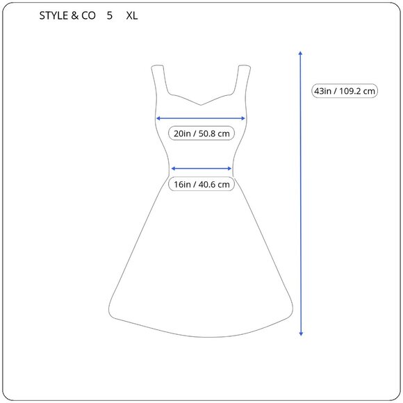 Style Co XL Fit & Flare Dress Blue White Geometric Asymmetric Lace Hem GEO81E - Picture 2 of 11